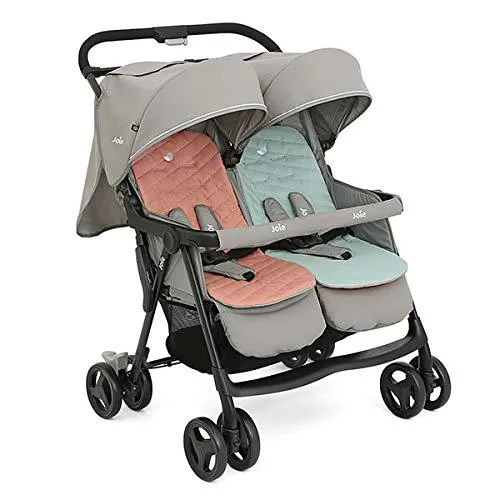 Joie Aire Twin Nectar & Mineral - Double Baby Stroller Rain Cover With Single Touch Brake for Ages 0-3 Years