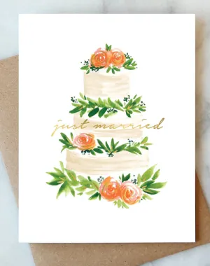 Just Married Cake Greeting Card