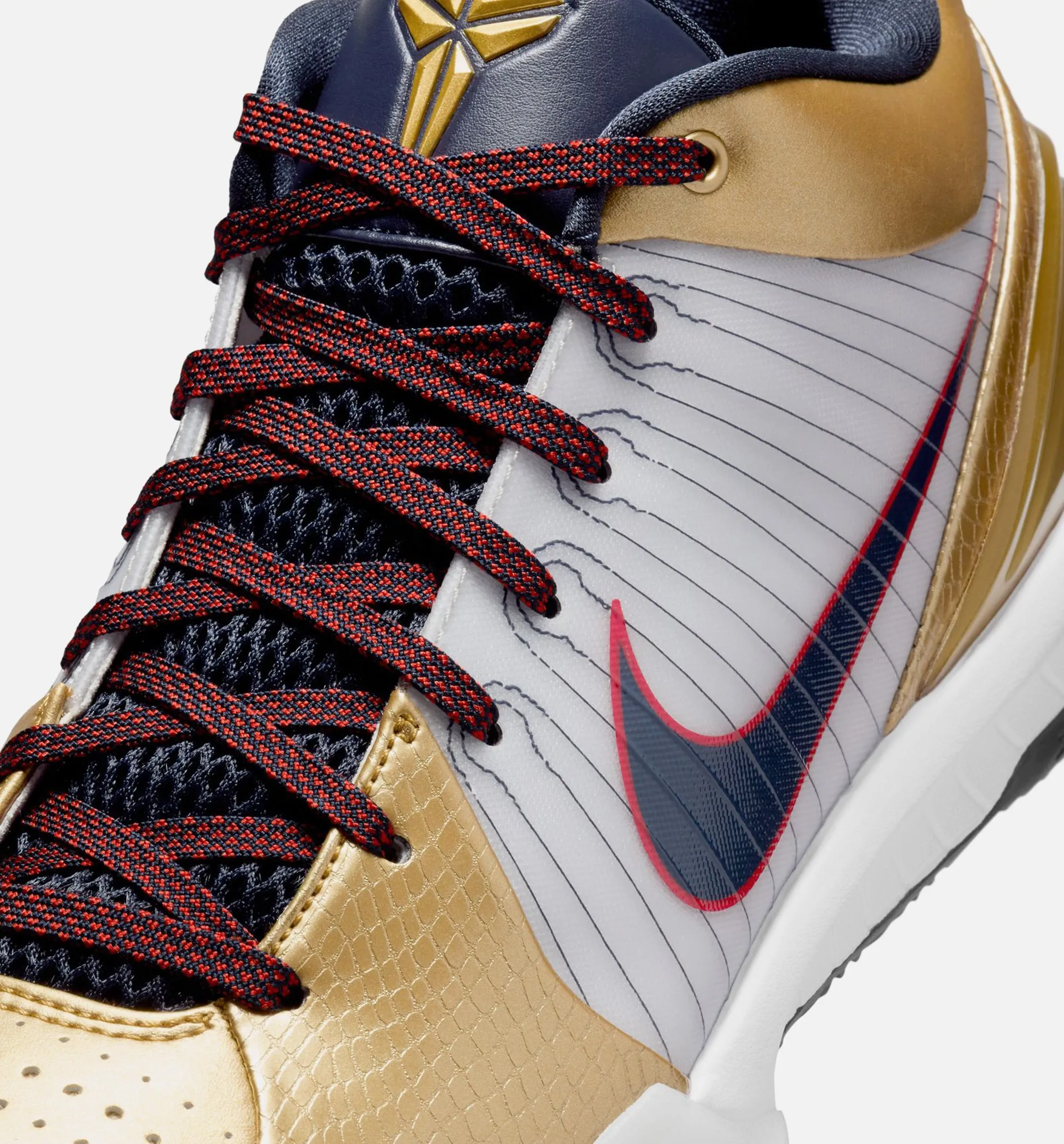 Kobe IV Protro Mens Lifestyle Shoe - White/Dark Obsidian/Varsity Red/Metallic Gold Limit One Per Customer