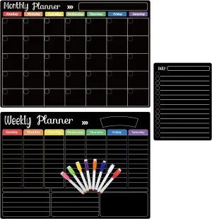 Magnetic Monthly, Weekly and Daily Planner Board Set With Markers