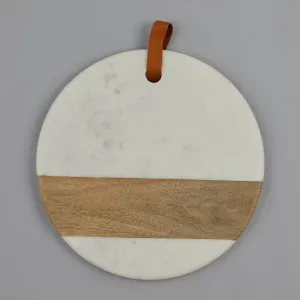 Marble And Wooden Round Chopping Board