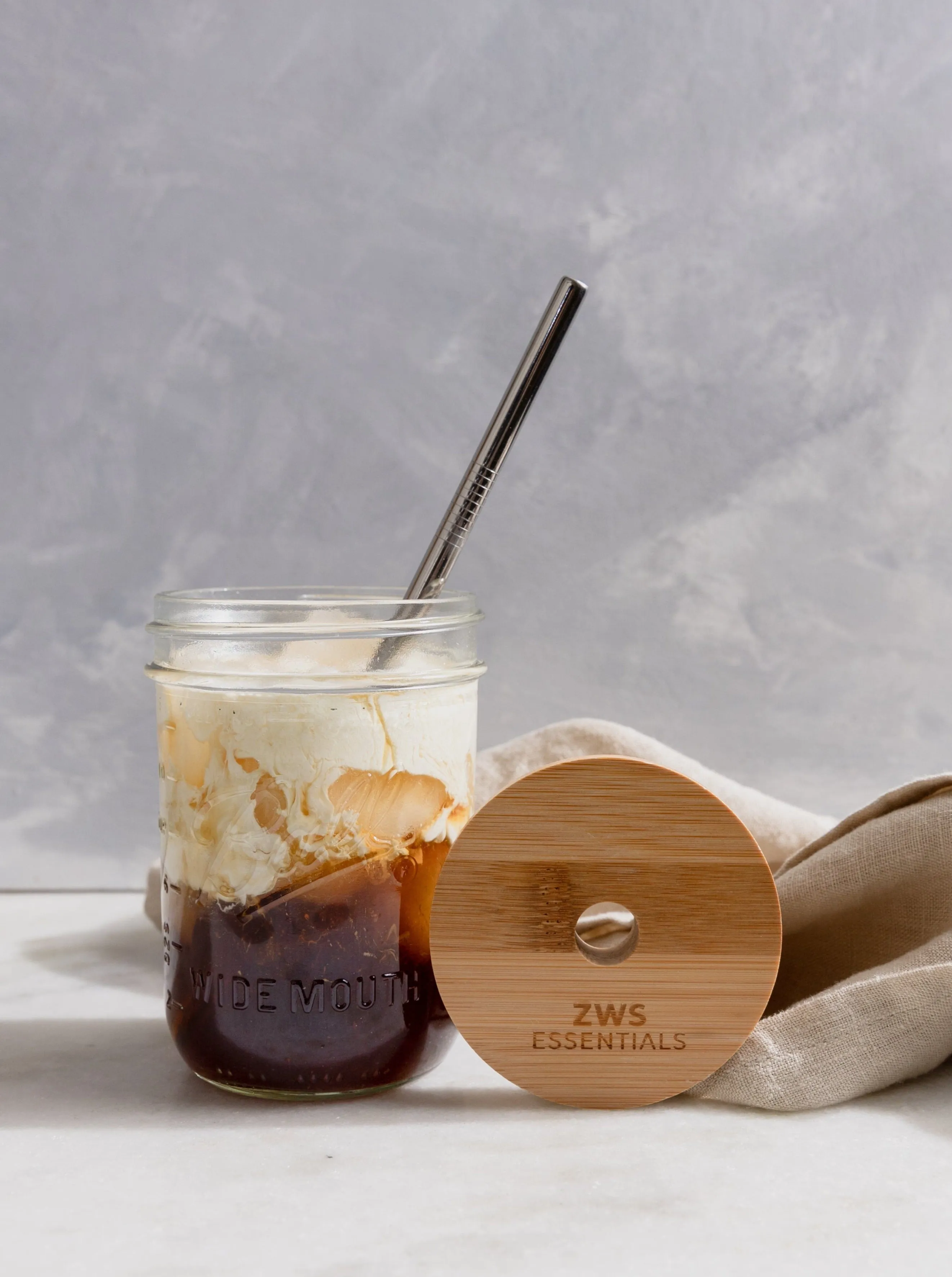 Mason Jar Kit - Mason Jar, Bamboo Lid, Stainless Steel Straw