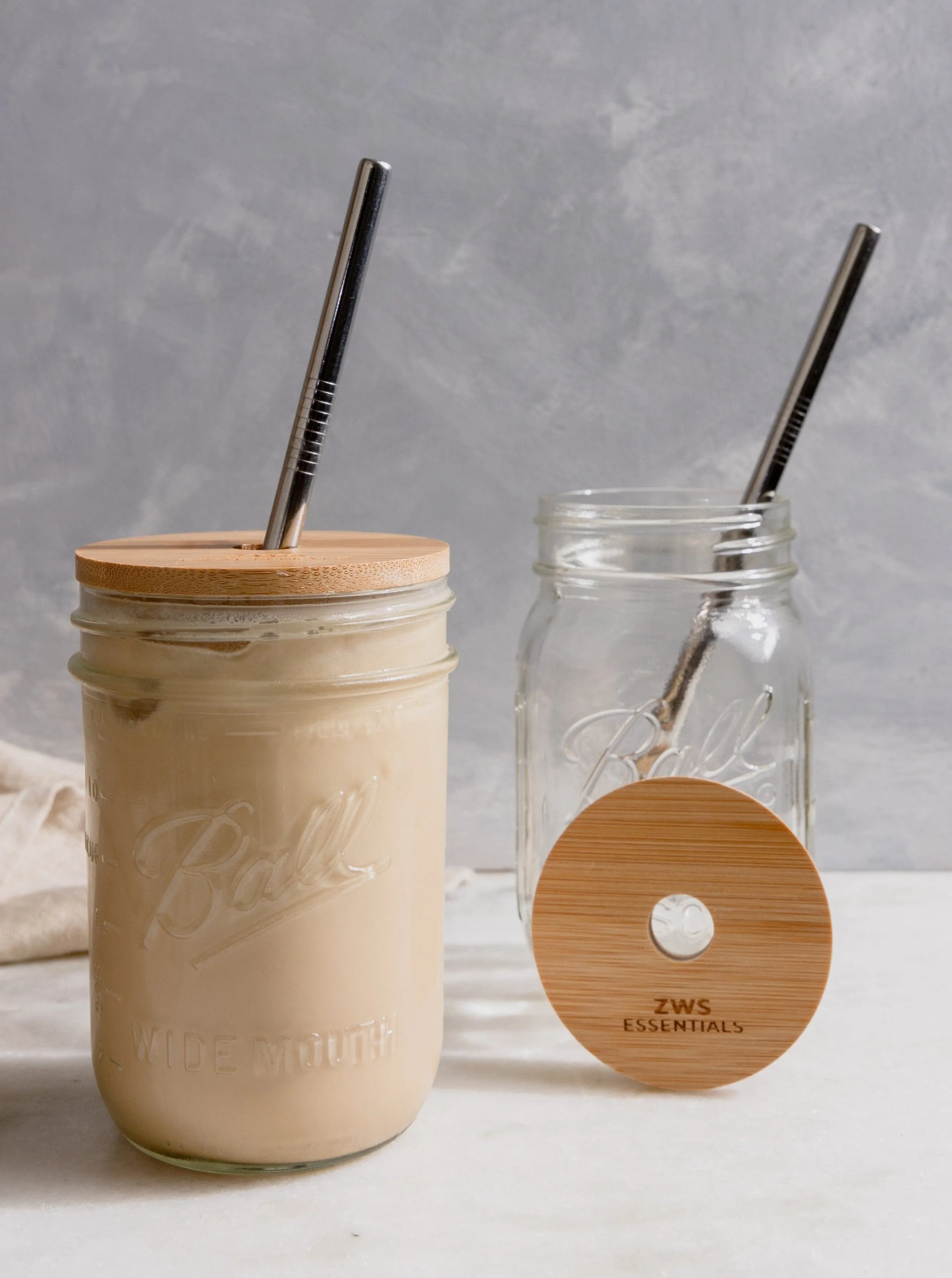 Mason Jar Kit - Mason Jar, Bamboo Lid, Stainless Steel Straw