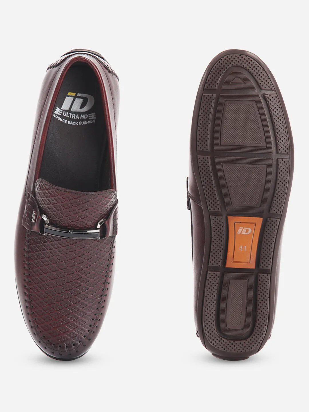 Men's Wine Textured Round Toe Slip On (ID1160)