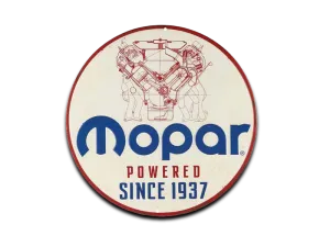 MOPAR POWERED EMBOSSED TIN SIGN, Size: 12" W X 12" H