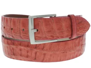 Red Western Leather Belt Genuine Crocodile Skin Removable Buckle - #100G