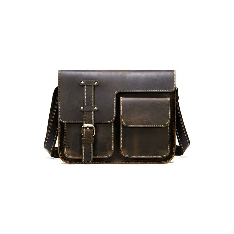 RetroLuxe Leather Cover Closure Messenger Bag