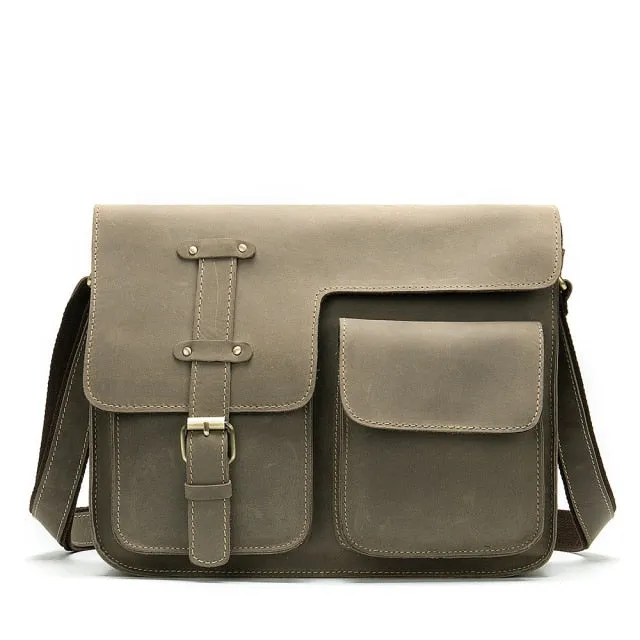 RetroLuxe Leather Cover Closure Messenger Bag