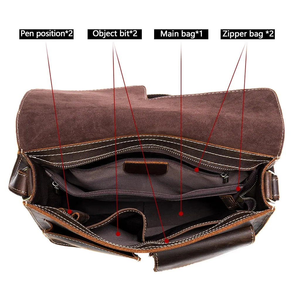 RetroLuxe Leather Cover Closure Messenger Bag