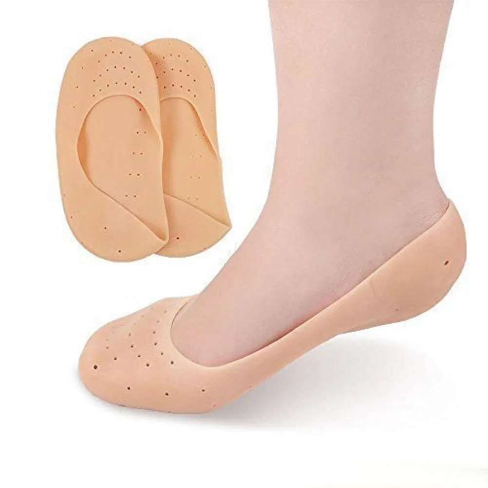 T TOPLINE Anti Crack Full Length Silicone Foot Protector Moisturizing Socks for Foot-Care and Heel Cracks,socks for cracked feet,heel pad for heel pain,anti crack heel socks (Free Size)