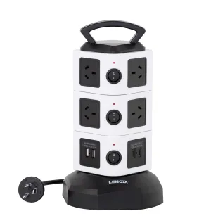 Tower Power Board w/ 10 Outlets   2x USB-A & 2x USB-C