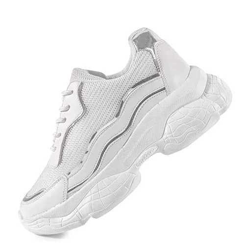 Vendoz Women Premium White Casual Shoes Sneakers - 38 EU