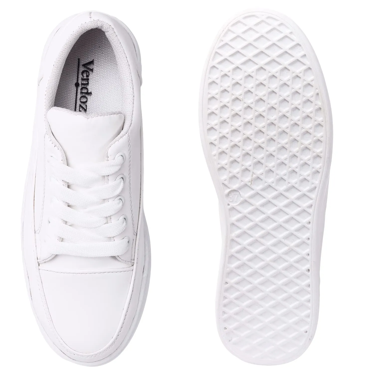 Vendoz Women White Stylish Casual Sneakers - 39 EU