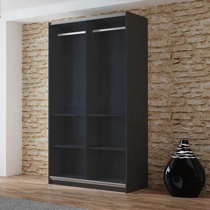 VIGO 120cm Sliding Door Wardrobe Graphite Mirror