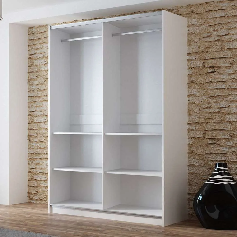 VIGO 150cm Sliding Door Wardrobe White Mirror