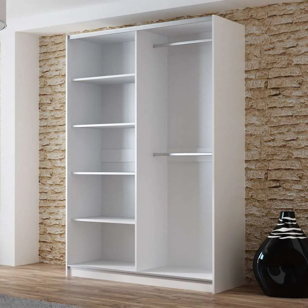 VIGO 150cm Sliding Door Wardrobe White Mirror