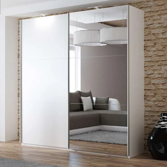 VIGO 200cm Sliding Door Wardrobe White   Mirror