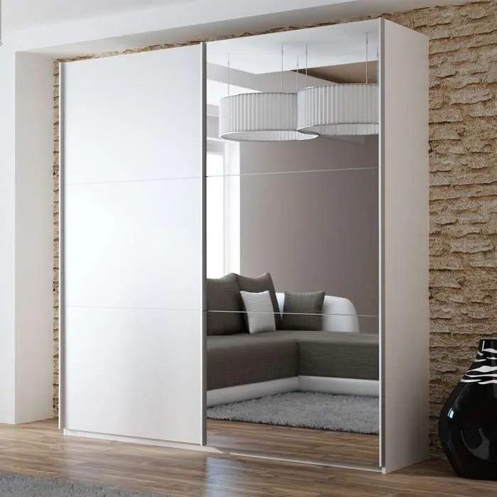 VIGO 200cm Sliding Door Wardrobe White   Mirror