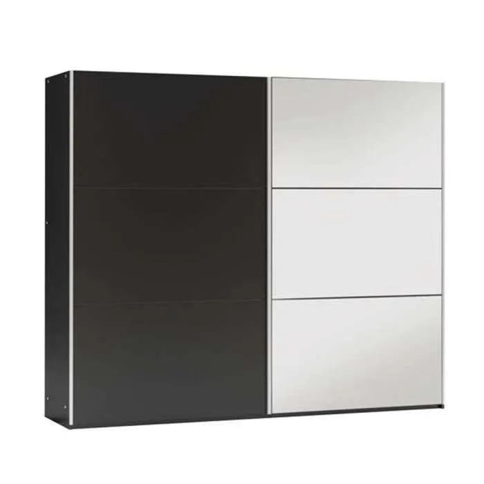 VIGO 250cm Sliding Door Wardrobe Black Mirror