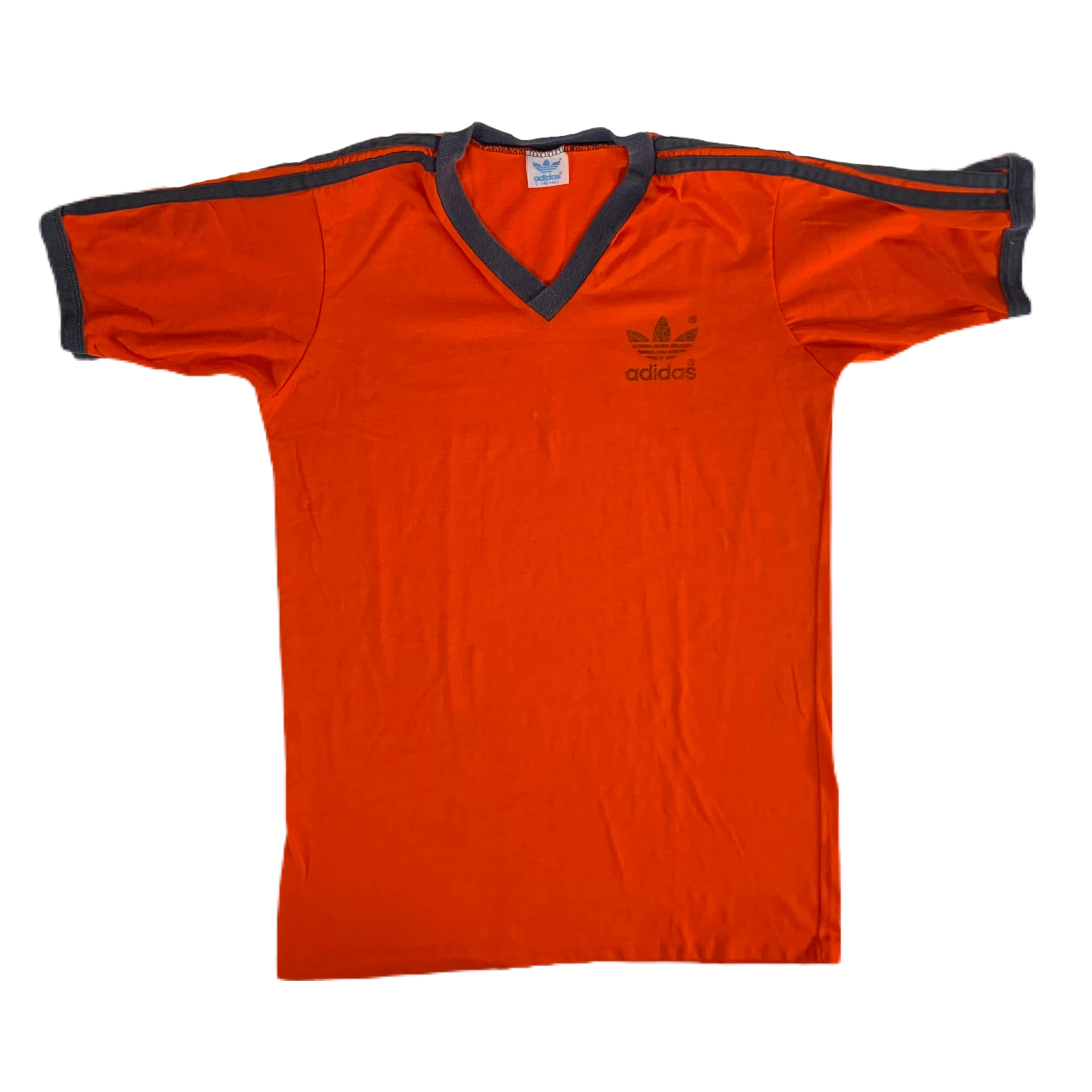 Vintage Adidas "Orange" V-Neck Ringer