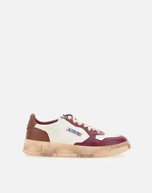 White and Brown Aubergine Women's Vintage Sneakers