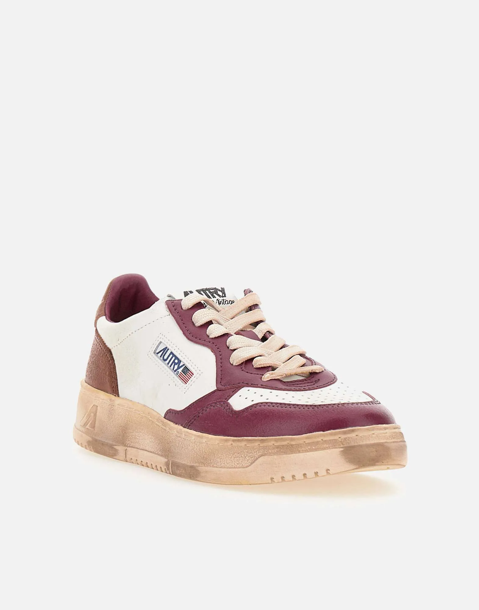 White and Brown Aubergine Women's Vintage Sneakers