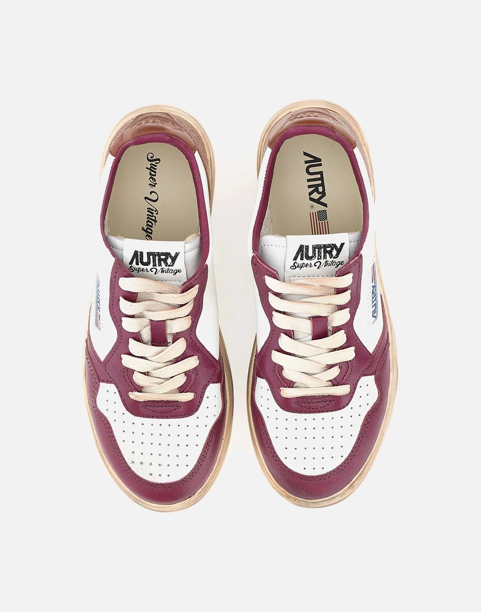 White and Brown Aubergine Women's Vintage Sneakers