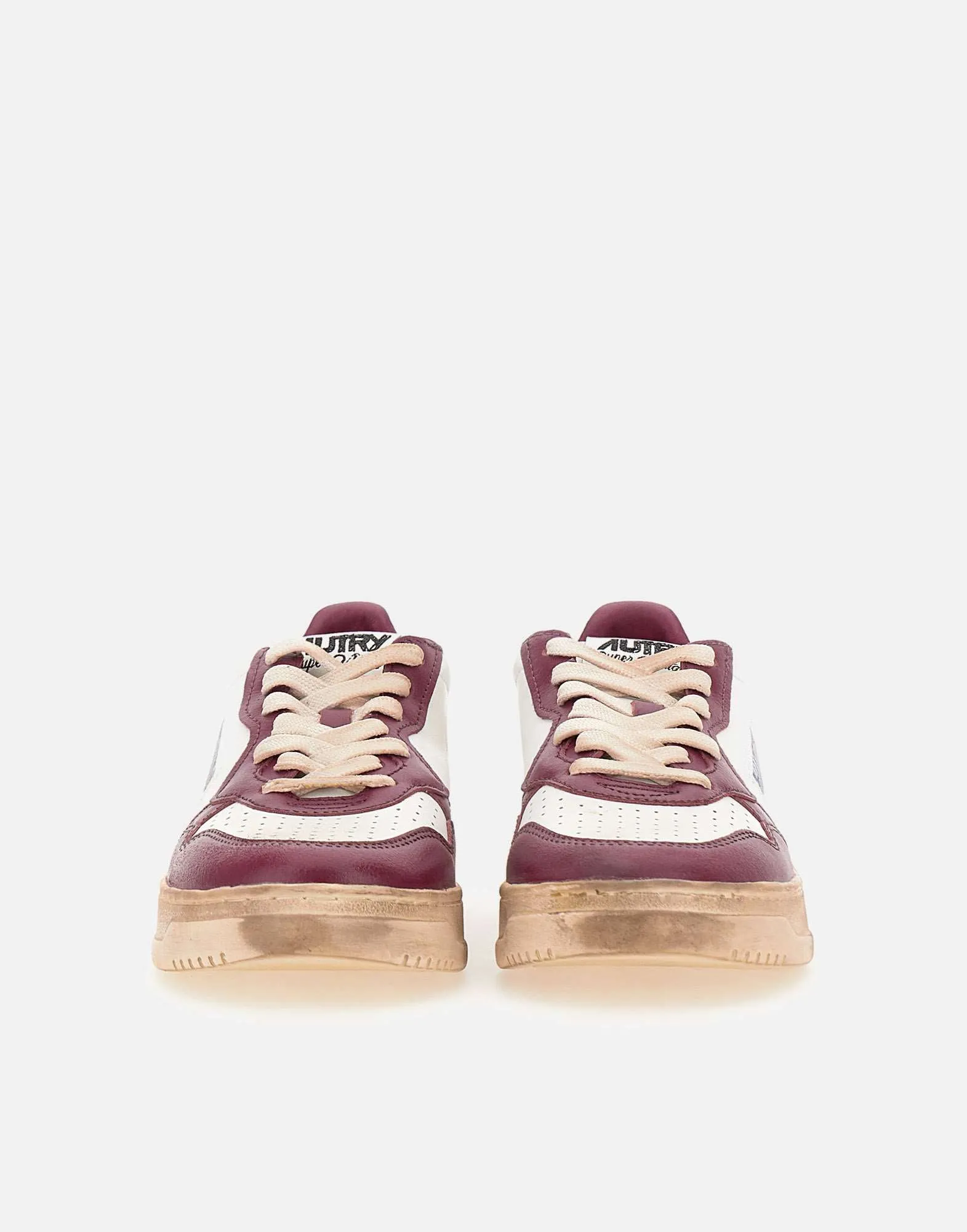 White and Brown Aubergine Women's Vintage Sneakers